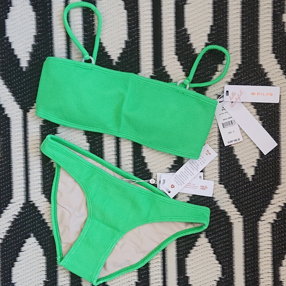PQ Textured Bralette Bikini Set in Kelly Green Reef - Picture 5 of 10
